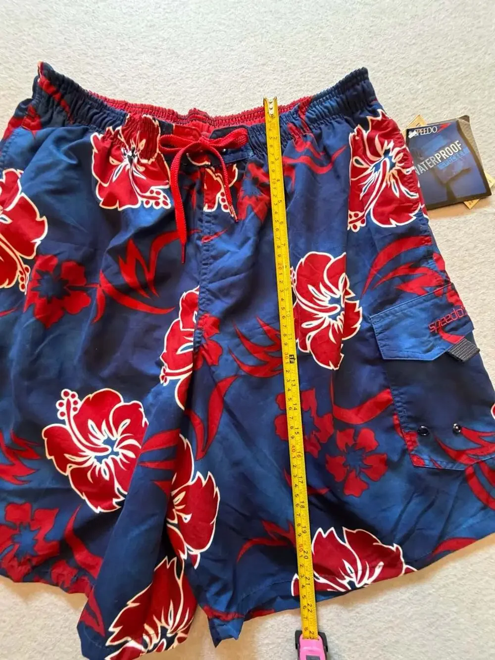 Vintage Speedo Floral Hawaiian Swim Trunks Board Shorts XL NWT Waterproof Pocket